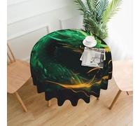 QMKFWT Green Dragon Printed Round Tablecloth,Dust-Proof Wrinkle Resistant Table Cover Washable Polyester Table Cloth for Kitchen Dining Room Farmhouse Picnic Indoor Outdoor(Round 60 Inch)