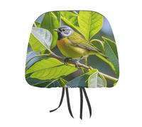 QMKFWT Green Leaves and Birds Car Seat Headrest Cover Adjustable and Reusable Anti-Dirty Flexible Hear Rest Covers Soft Dust-Proof Car Seat Headrest Protector for Most Vehicles