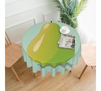 QMKFWT Green Pear Printed Round Tablecloth,Dust-Proof Wrinkle Resistant Table Cover Washable Polyester Table Cloth for Kitchen Dining Room Farmhouse Picnic Indoor Outdoor(Round 60 Inch)