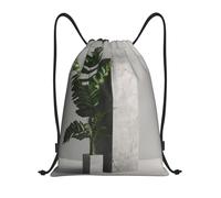 QMKFWT Green Plants Next to Pillars Drawstring Backpack Sports Gym Sackpack Waterproof Swim Bag Men Women Draw String Bag, Black, S