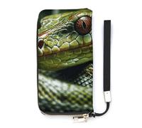 QMKFWT Green Snake Wallet Large Capacity Clutch Cash PursePU Leather Long Zipper Pouch Wallet Unisex, white, 20x10.5cm, Wallet