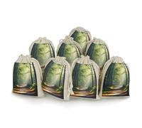 QMKFWT Green Under The Sunshine Drawstring Pouches Small Bulk Cotton Burlap Storage Bags Reusable Muslin Sachet Bag for Candy, Toys, Jewelry, Treats, Birthday Party Favors