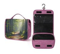 QMKFWT Green Under The Sunshine Toiletry Bag Waterproof Makeup Bag with Hanging Hook Cosmetic Bags for Women Travel Essentials