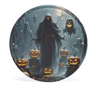 QMKFWT Grim Reaper Wall Picture Circular Iron Hanging Picture Round Metal Tin Sign Wall Art Prints Artwork for Home Garden Kitchen Bar Cafe Restaurant Garage Wall Decor