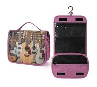 QMKFWT Guitar Bass Music Musical Instruments Toiletry Bag Waterproof Makeup Bag with Hanging Hook Cosmetic Bags for Women Travel Essentials