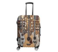 QMKFWT Guitar Bass Music Musical Instruments Travel Luggage Cover Washable Anti-scratch Suitcase Protector Dustproof Protective Cover Case for Wheeled Luggage Fits 19-32 Inch Luggage, white, M
