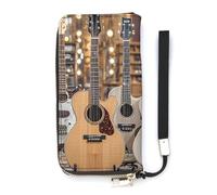 QMKFWT Guitar Bass Music Musical Instruments Wallet Large Capacity Clutch Cash PursePU Leather Long Zipper Pouch Wallet Unisex, white, 20x10.5cm, Wallet