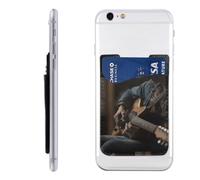 QMKFWT Guitar Player Phone Wallet, Stick On Card Holder for Back of Phone Case - Leather Cell Phone Card Wallet Sleeve Adhesive Phone Pocket - Compatible with Most Cell Phones