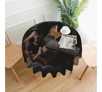 QMKFWT Guitar Player Printed Round Tablecloth,Dust-Proof Wrinkle Resistant Table Cover Washable Polyester Table Cloth for Kitchen Dining Room Farmhouse Picnic Indoor Outdoor(Round 60 Inch)