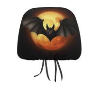 QMKFWT Halloween Bat Car Seat Headrest Cover Adjustable and Reusable Anti-Dirty Flexible Hear Rest Covers Soft Dust-Proof Car Seat Headrest Protector for Most Vehicles
