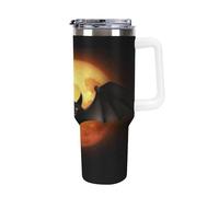 QMKFWT Halloween Bat Travel Coffee Mug Reusable Durable Stainless Steel Insulated Tumbler with Handle And Straw Leak Resistant Portable Thermal Cup Gifts for Men Women 40 Oz