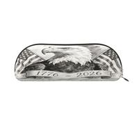 QMKFWT Hand-Drawn Bald Eagle With Usa 250th Pencil Pouch Leather,Small Pen Bags With Zipper For Pencils,Pens,Markers,Makeups,Change,Coins