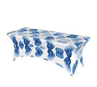 QMKFWT Hand Drawn Blue Heart Decorative Tablecloth Protector for Wedding, Banquet & Parties6FT Spandex Rectangle Tablecloths, Stretch Washable Table Cloth Wrinkle Free Patio Table Cover