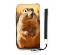 QMKFWT Hand Drawn Groundhog Wallet Large Capacity Clutch Cash PursePU Leather Long Zipper Pouch Wallet Unisex, white, 20x10.5cm, Wallet