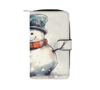 QMKFWT Hand Drawn Snowman Leather Wallet Long Checkbook Wallets Classic Bifold Ladies Clutch with ID Window
