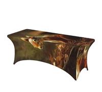 QMKFWT Hand Drawn Squirrel Decorative Tablecloth Protector for Wedding, Banquet & Parties6FT Spandex Rectangle Tablecloths, Stretch Washable Table Cloth Wrinkle Free Patio Table Cover