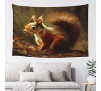 QMKFWT Hand Drawn Squirrel Tapestry Aesthetic Wall Hanging Tapestries 60'' x 40'' Boho Tapestries Vertical Wall Art Decorative Funny Vintage Poster Flag Tapestry for Bedroom Living Room Decor