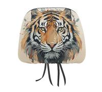 QMKFWT Hand Drawn Tiger Car Seat Headrest Cover Adjustable and Reusable Anti-Dirty Flexible Hear Rest Covers Soft Dust-Proof Car Seat Headrest Protector for Most Vehicles