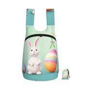 QMKFWT Happy Easter Egg Rabbit Backpack - Lightweight 16L Foldable Hiking Daypack Packable Back Pack Travel Bag Zipper