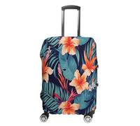 QMKFWT Hawaii Tropical Flower Travel Luggage Cover Washable Anti-scratch Suitcase Protector Dustproof Protective Cover Case for Wheeled Luggage Fits 19-32 Inch Luggage, white, Small