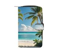 QMKFWT Hawaiian Style Print Pattern Leather Wallet Long Checkbook Wallets Classic Bifold Ladies Clutch with ID Window