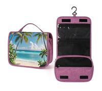 QMKFWT Hawaiian Style Print Pattern Toiletry Bag Waterproof Makeup Bag with Hanging Hook Cosmetic Bags for Women Travel Essentials