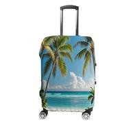 QMKFWT Hawaiian Style Print Pattern Travel Luggage Cover Washable Anti-scratch Suitcase Protector Dustproof Protective Cover Case for Wheeled Luggage Fits 19-32 Inch Luggage, white, M