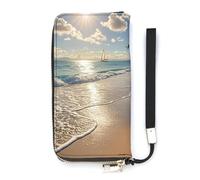 QMKFWT Hawaiian Summer Wallet Large Capacity Clutch Cash PursePU Leather Long Zipper Pouch Wallet Unisex, white, 20x10.5cm, Wallet