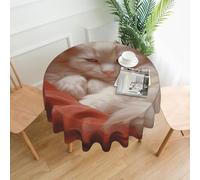 QMKFWT Hazy Cat Printed Round Tablecloth,Dust-Proof Wrinkle Resistant Table Cover Washable Polyester Table Cloth for Kitchen Dining Room Farmhouse Picnic Indoor Outdoor(Round 60 Inch)