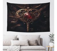 QMKFWT Heart Shaped Key Tapestry Aesthetic Wall Hanging Tapestries 60'' x 40'' Boho Tapestries Vertical Wall Art Decorative Funny Vintage Poster Flag Tapestry for Bedroom Living Room Decor