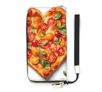 QMKFWT Heart Shaped Pizza Wallet Large Capacity Clutch Cash PursePU Leather Long Zipper Pouch Wallet Unisex, white, 20x10.5cm, Wallet