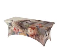 QMKFWT Hedgehog Buds Decorative Tablecloth Protector for Wedding, Banquet & Parties6FT Spandex Rectangle Tablecloths, Stretch Washable Table Cloth Wrinkle Free Patio Table Cover