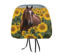 QMKFWT Horse and Sunflower Car Seat Headrest Cover Adjustable and Reusable Anti-Dirty Flexible Hear Rest Covers Soft Dust-Proof Car Seat Headrest Protector for Most Vehicles
