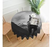 QMKFWT Horse On Mountain Printed Round Tablecloth,Dust-Proof Wrinkle Resistant Table Cover Washable Polyester Table Cloth for Kitchen Dining Room Farmhouse Picnic Indoor Outdoor(Round 60 Inch)