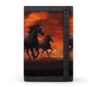 QMKFWT Horses Red Glowing Clouds Casual Wallet Credit Card Holder Premium Document Organizer Case for Men And Women
