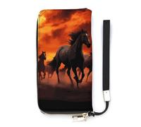 QMKFWT Horses Red Glowing Clouds Wallet Large Capacity Clutch Cash PursePU Leather Long Zipper Pouch Wallet Unisex, white, 20x10.5cm, Wallet