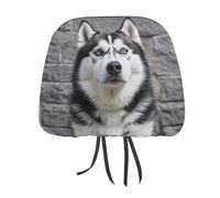 QMKFWT Husky Dog Car Seat Headrest Cover Adjustable and Reusable Anti-Dirty Flexible Hear Rest Covers Soft Dust-Proof Car Seat Headrest Protector for Most Vehicles