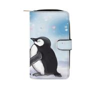 QMKFWT I Love Penguins Leather Wallet Long Checkbook Wallets Classic Bifold Ladies Clutch with ID Window