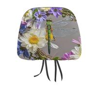 QMKFWT Image of Dragonfly in Wreath Car Seat Headrest Cover Adjustable and Reusable Anti-Dirty Flexible Hear Rest Covers Soft Dust-Proof Car Seat Headrest Protector for Most Vehicles