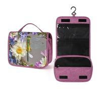 QMKFWT Image of Dragonfly in Wreath Toiletry Bag Waterproof Makeup Bag with Hanging Hook Cosmetic Bags for Women Travel Essentials