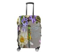 QMKFWT Image of Dragonfly in Wreath Travel Luggage Cover Washable Anti-scratch Suitcase Protector Dustproof Protective Cover Case for Wheeled Luggage Fits 19-32 Inch Luggage, white, M