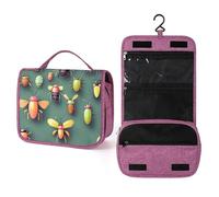QMKFWT Insect Atlas Toiletry Bag Waterproof Makeup Bag with Hanging Hook Cosmetic Bags for Women Travel Essentials