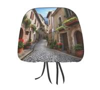 QMKFWT Italian Town Street Car Seat Headrest Cover Adjustable and Reusable Anti-Dirty Flexible Hear Rest Covers Soft Dust-Proof Car Seat Headrest Protector for Most Vehicles