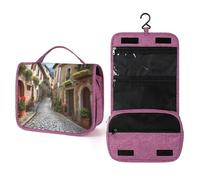 QMKFWT Italian Town Street Toiletry Bag Waterproof Makeup Bag with Hanging Hook Cosmetic Bags for Women Travel Essentials
