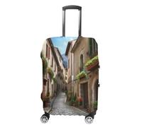 QMKFWT Italian Town Street Travel Luggage Cover Washable Anti-scratch Suitcase Protector Dustproof Protective Cover Case for Wheeled Luggage Fits 19-32 Inch Luggage, white, Small