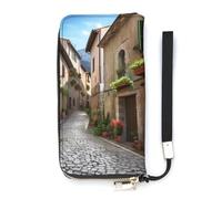 QMKFWT Italian Town Street Wallet Large Capacity Clutch Cash PursePU Leather Long Zipper Pouch Wallet Unisex, white, 20x10.5cm, Wallet