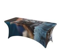 QMKFWT Kitten Lying on Carpet Decorative Tablecloth Protector for Wedding, Banquet & Parties6FT Spandex Rectangle Tablecloths, Stretch Washable Table Cloth Wrinkle Free Patio Table Cover