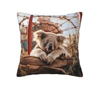 QMKFWT Koala in Amusement Park Print Throw Pillow Covers Decorative Pillow Cover Square Cushion Cases Soft Cushion Cover Throw Sofa Pillow Case for Home Decor Living Room Bed Couch Car 18"x18"