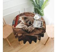 QMKFWT Koala in Amusement Park Printed Round Tablecloth,Dust-Proof Wrinkle Resistant Table Cover Washable Polyester Table Cloth for Kitchen Dining Room Farmhouse Picnic Indoor Outdoor(Round 60 Inch)