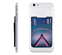 QMKFWT Large Ferris Wheel Phone Wallet, Stick On Card Holder for Back of Phone Case - Leather Cell Phone Card Wallet Sleeve Adhesive Phone Pocket - Compatible with Most Cell Phones